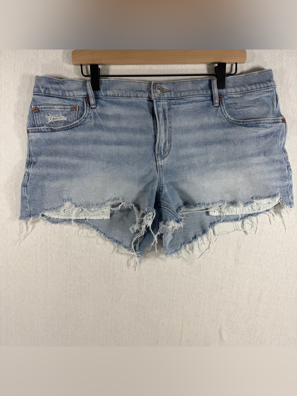 American Eagle Outfitters Light Blue Distressed Denim Shorts
